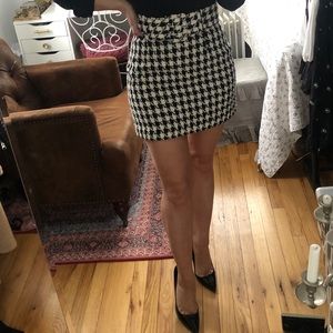 Zara Belted Houndstooth Skirt